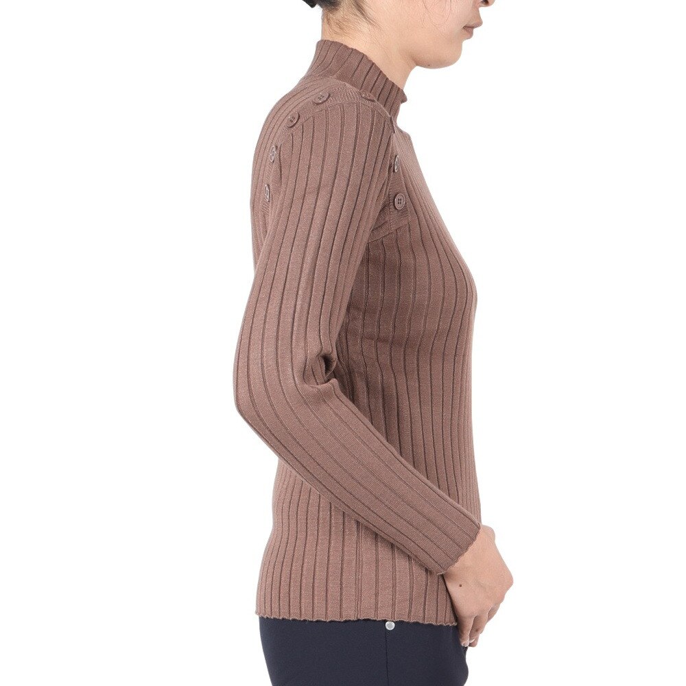 ROSASEN（レディース）ゴルフウェア 保温 A-Line リブハイネック長袖ニットセーター 048-12013-043