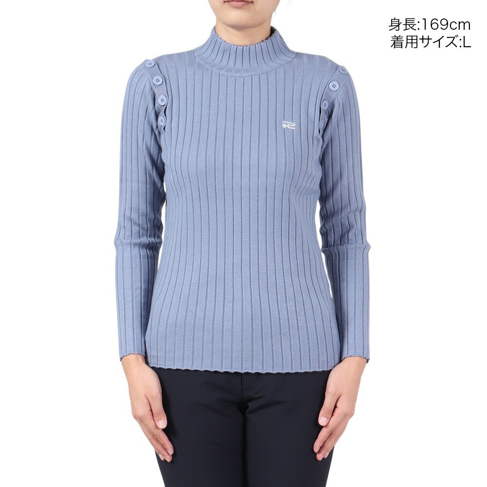 ROSASEN（レディース）ゴルフウェア 保温 A-Line リブハイネック長袖ニットセーター 048-12013-092