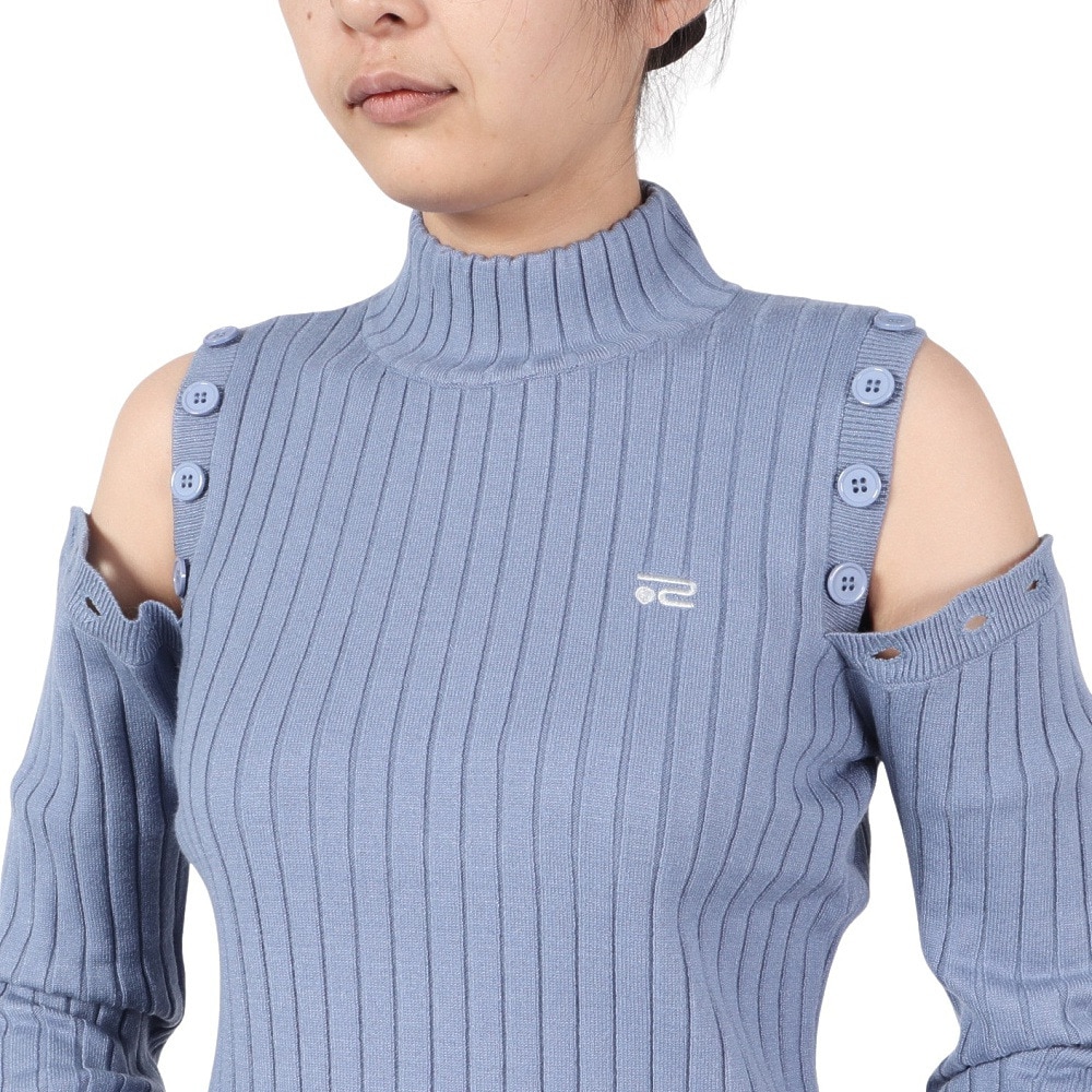 ROSASEN（レディース）ゴルフウェア 保温 A-Line リブハイネック長袖ニットセーター 048-12013-092