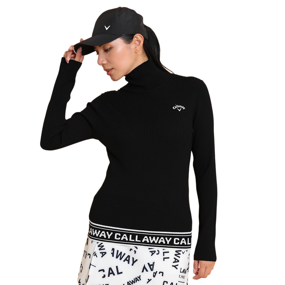 キャロウェイ（CALLAWAY）（レディース）ゴルフウェア 長袖ハイネックプレーンニット C24218202-1010