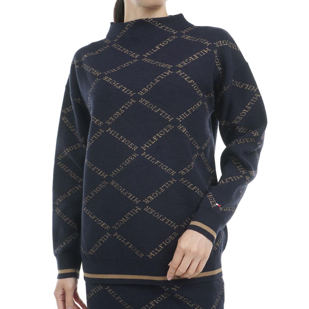 トミー ヒルフィガー ゴルフ（TOMMY HILFIGER GOLF）（レディース）ゴルフウェア 長袖 ジャガードボトルネックセーター THLA485-NVY