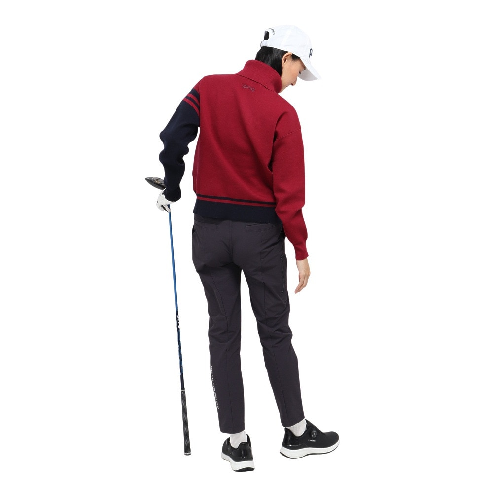 ピン（PING）（レディース）ゴルフウェア 長袖 オフタートル バイカラーニット 622-5275001-100