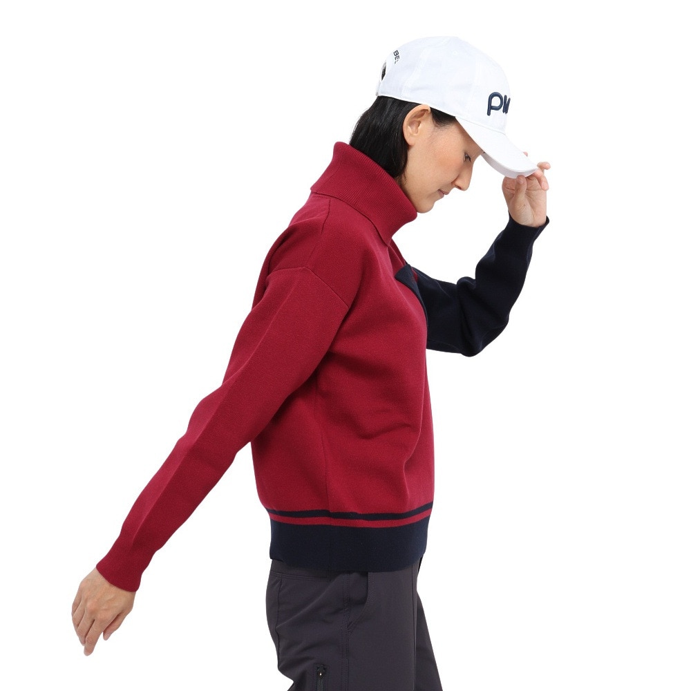 ピン（PING）（レディース）ゴルフウェア 長袖 オフタートル バイカラーニット 622-5275001-100