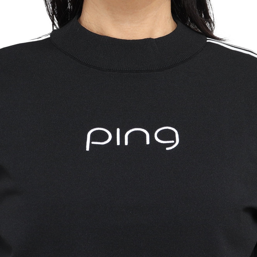 ピン（PING）（レディース）ゴルフウェア 長袖 ロゴジャカード ハイネックニット 622-5275800-010