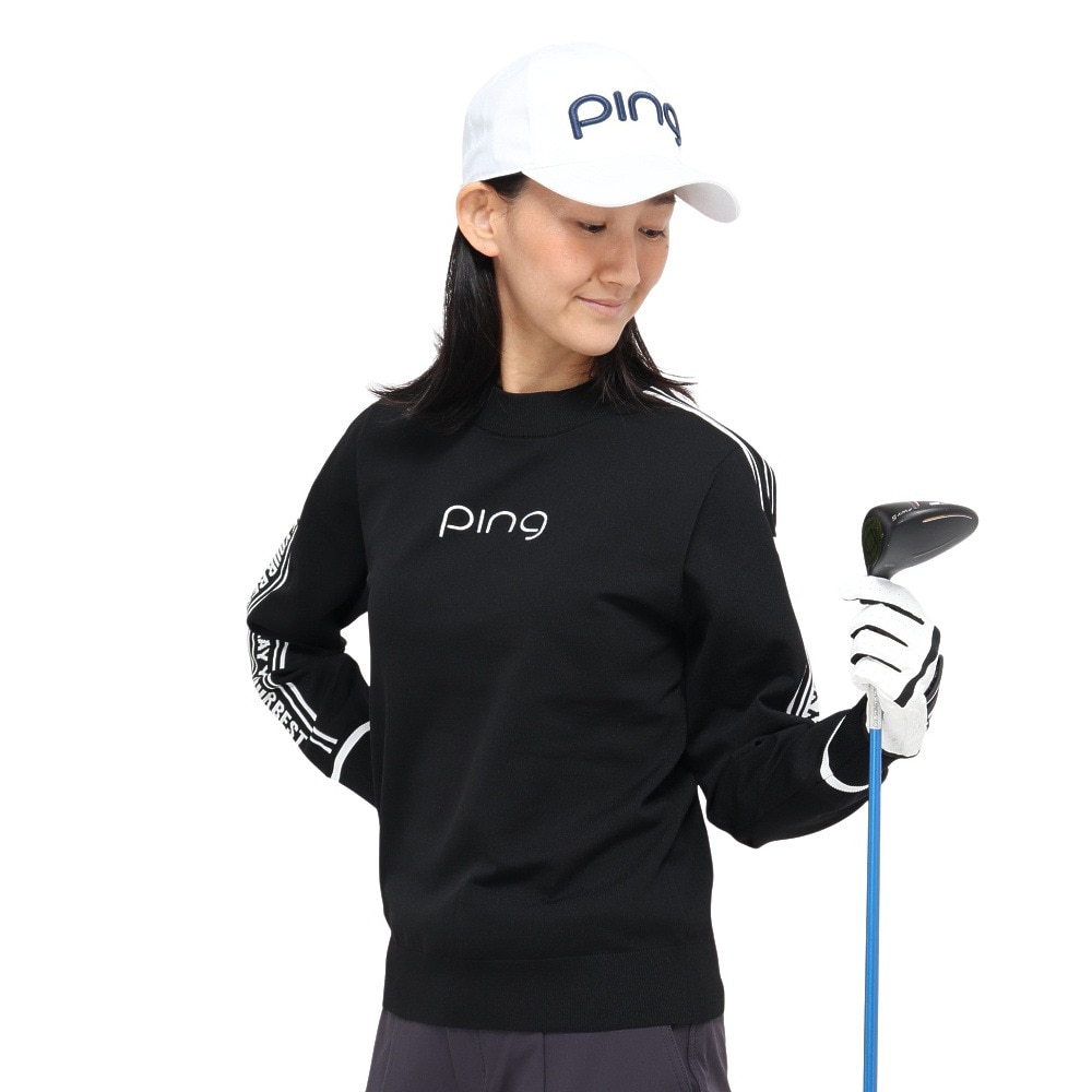 ピン（PING）（レディース）ゴルフウェア 長袖 ロゴジャカード ハイネックニット 622-5275800-010