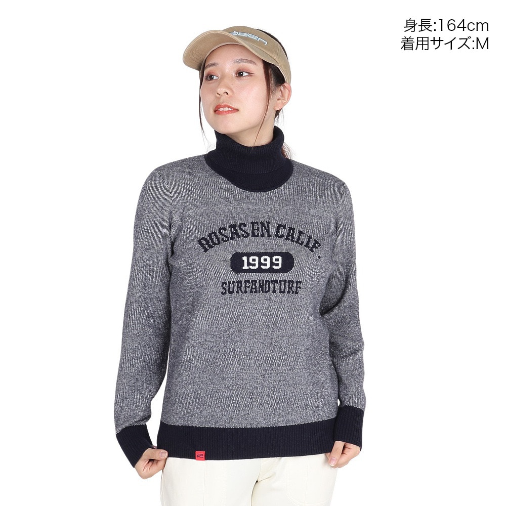 ROSASEN（レディース）ゴルフウェア 保温 ダブルジャカードニット セーター 045-12011-098-24AW