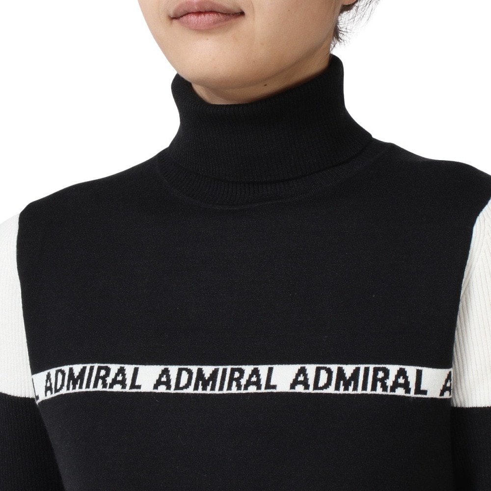 アドミラル ゴルフ（Admiral GOLF）（レディース）ゴルフウェア 保温 パネルカラー タートルネックセーター ADLA486-BLK