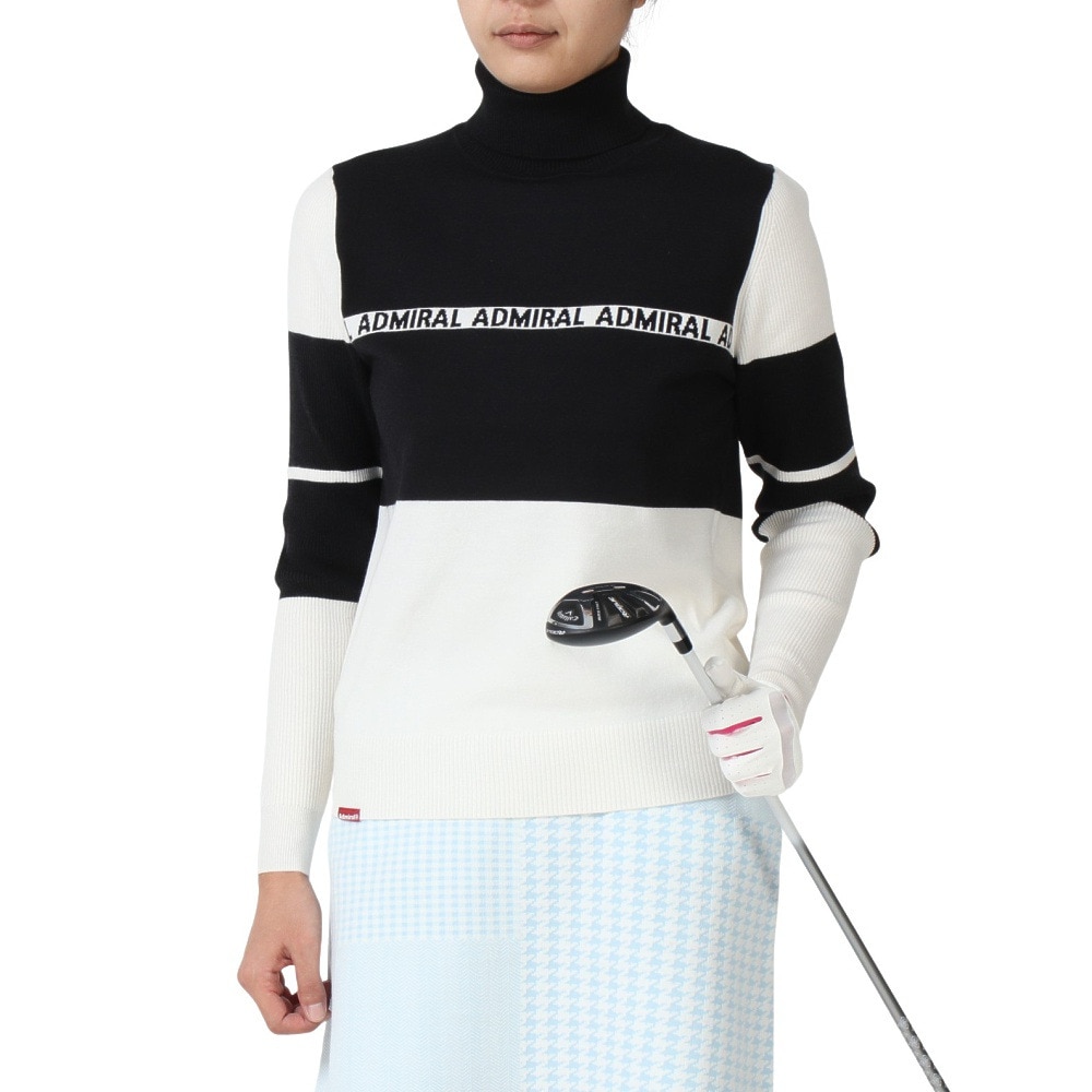 アドミラル ゴルフ（Admiral GOLF）（レディース）ゴルフウェア 保温 パネルカラー タートルネックセーター ADLA486-BLK