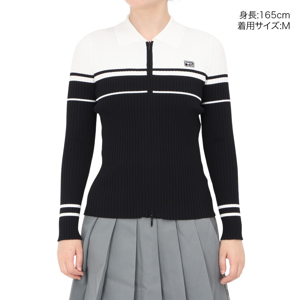 ROSASEN（レディース）ゴルフウェア A-Line 冷感リブニット 長袖カーディガン 048-12912-019