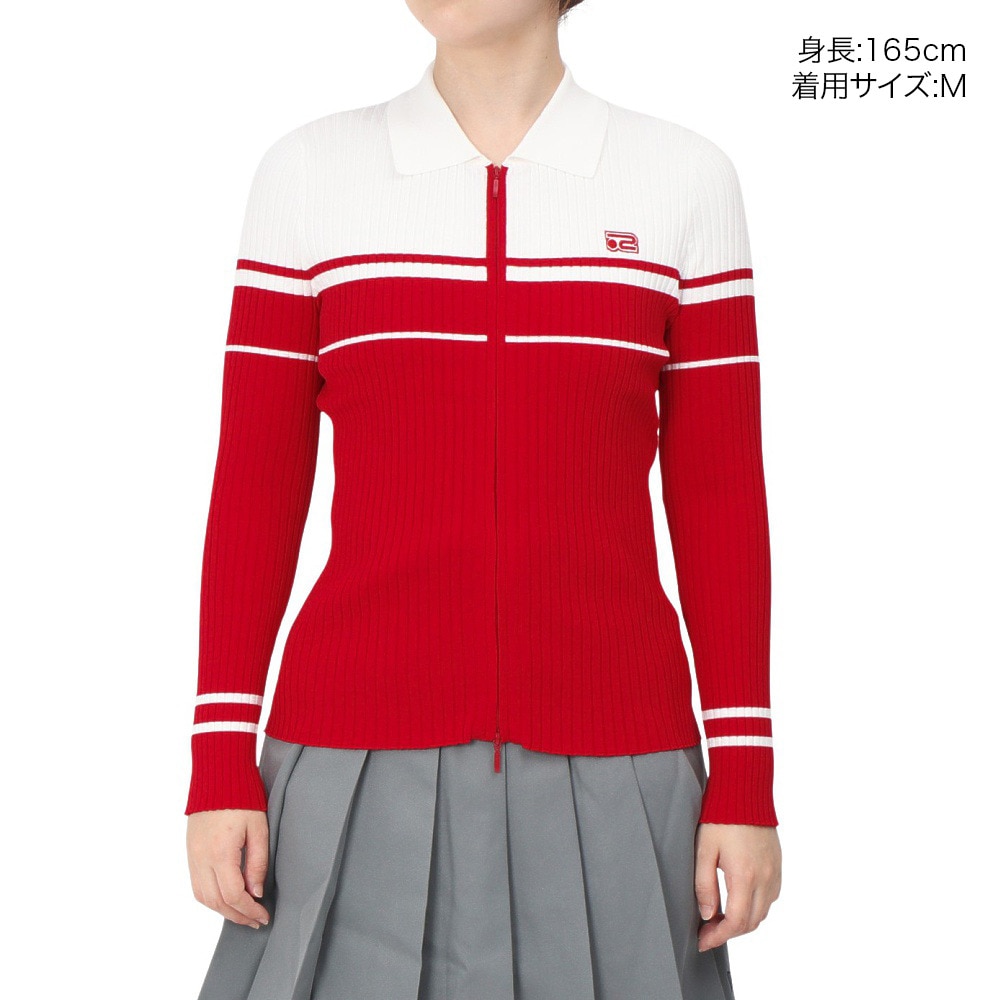 ROSASEN（レディース）ゴルフウェア A-Line 冷感リブニット 長袖カーディガン 048-12912-063