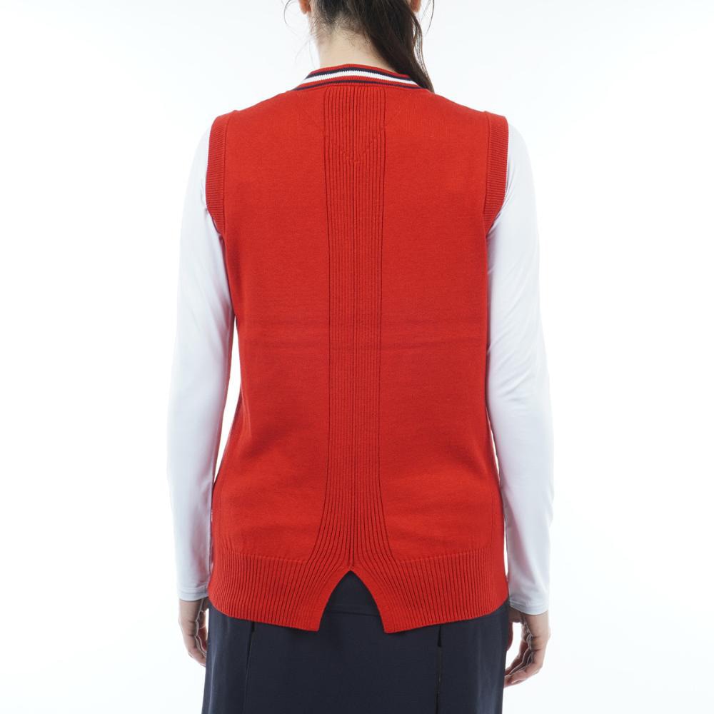 トミー ヒルフィガー ゴルフ（TOMMY HILFIGER GOLF）（レディース）ゴルフウェア 衿トリコ ニットベスト THLA257-RED