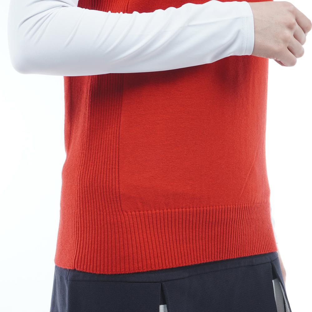 トミー ヒルフィガー ゴルフ（TOMMY HILFIGER GOLF）（レディース）ゴルフウェア 衿トリコ ニットベスト THLA257-RED