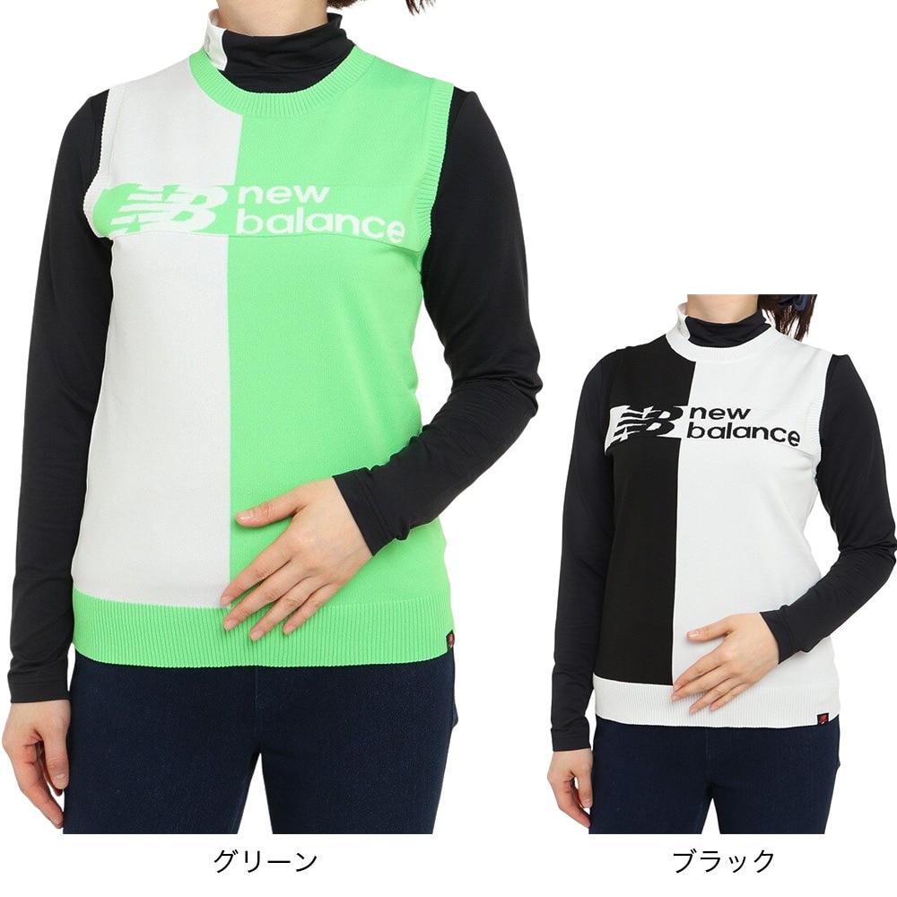 ニューバランス（new balance）（レディース）ゴルフウェア 撥水 ストレッチ 軽量ベスト CREW NECK KNIT VEST 012-3173501-010