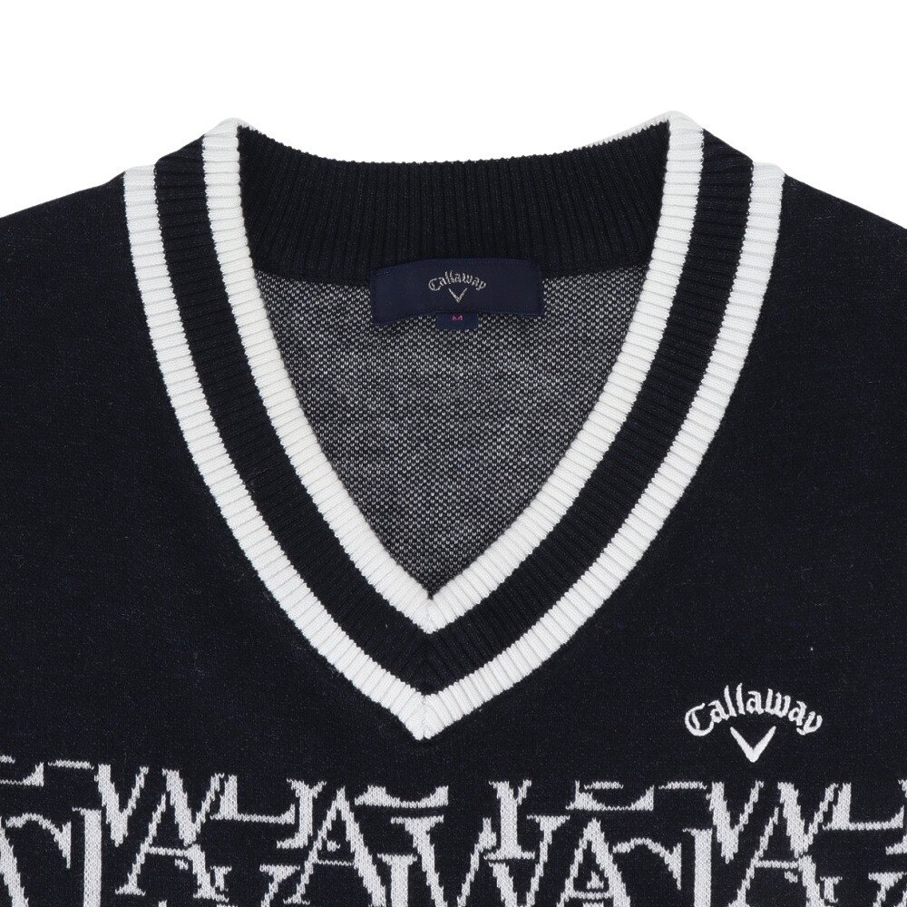 キャロウェイ（CALLAWAY）（レディース）ゴルフウェア ロゴジャカードニットベスト C23219200-1120