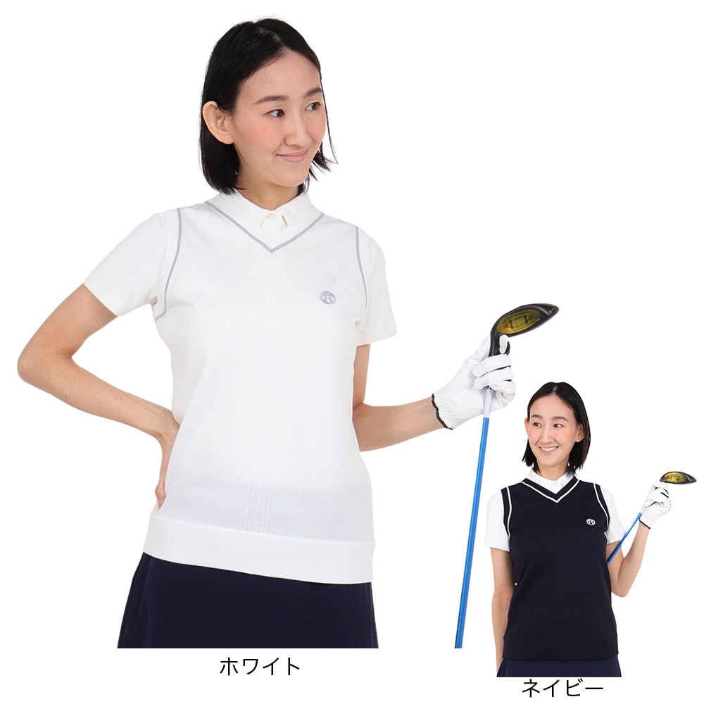 トミーアーマー（Tommy Armour）（レディース）ゴルフウェア Vネック ニットベスト TASL24S070021 WHT