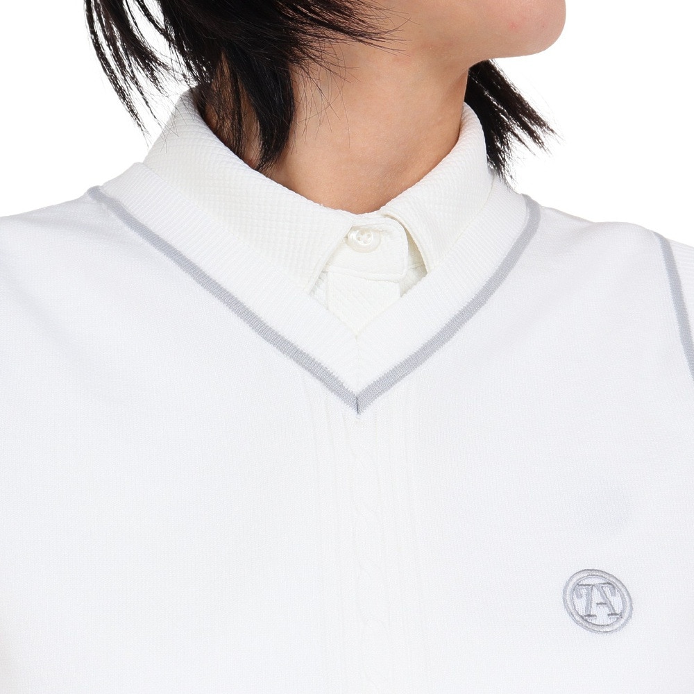 トミーアーマー（Tommy Armour）（レディース）ゴルフウェア Vネック ニットベスト TASL24S070021 WHT