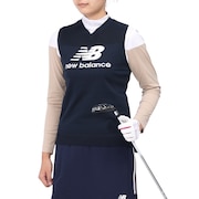 (レディース)ゴルフウェア ロゴ×ライン クルーネック ニット ベスト 012-4273501-121