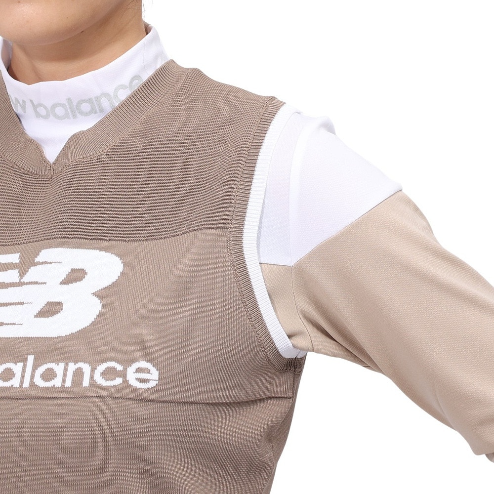 ニューバランス（new balance）（レディース）ゴルフウェア ロゴ×ライン クルーネック ニットベスト 012-4273501-050