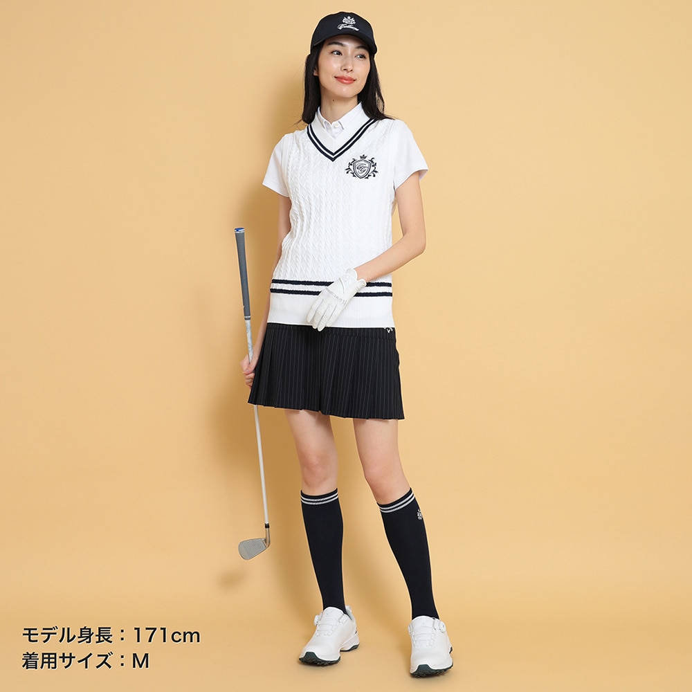 キャロウェイ（CALLAWAY）（レディース）ゴルフウェア Vネック ケーブルニットベスト C25119200-1030