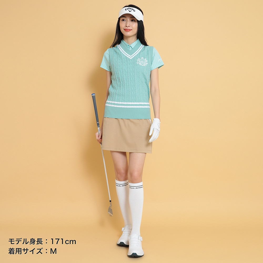 キャロウェイ（CALLAWAY）（レディース）ゴルフウェア Vネック ケーブルニットベスト C25119200-1130