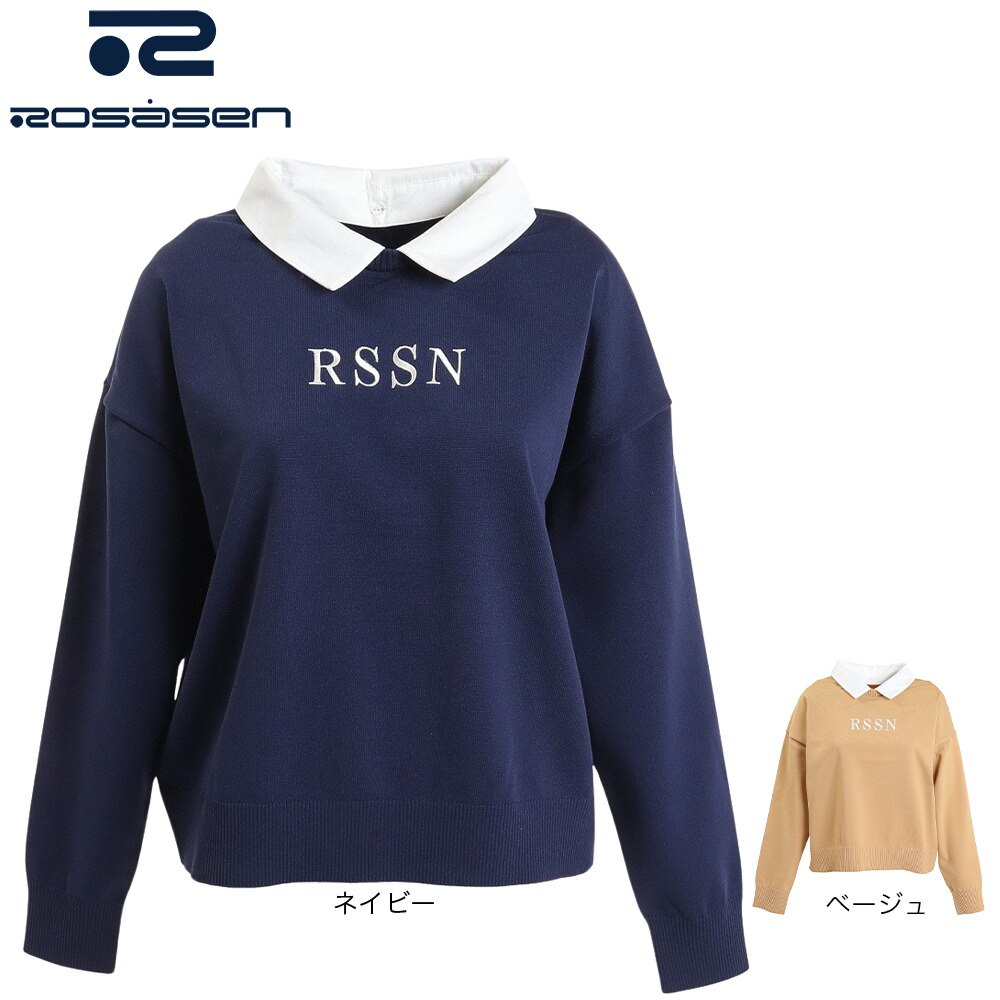 ロサーセン（ROSASEN）（レディース）ゴルフウェア 吸水 速乾 軽量 A-Line 襟付ニットプルオーバー 048-16311-052