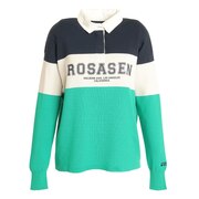ROSASEN（レディース）ゴルフウェア 防寒 ドライタッチニット配色ラガーシャツ 045-17812-098