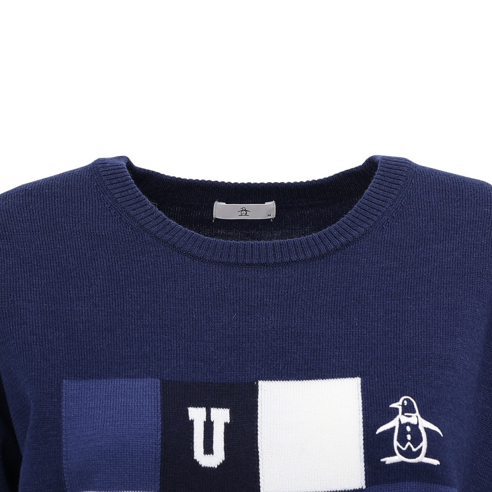 マンシング（MUNSING）（レディース）ゴルフウェア 長袖 ブロッキング ジャカードクルーネックセーター MG5FST81L NV00