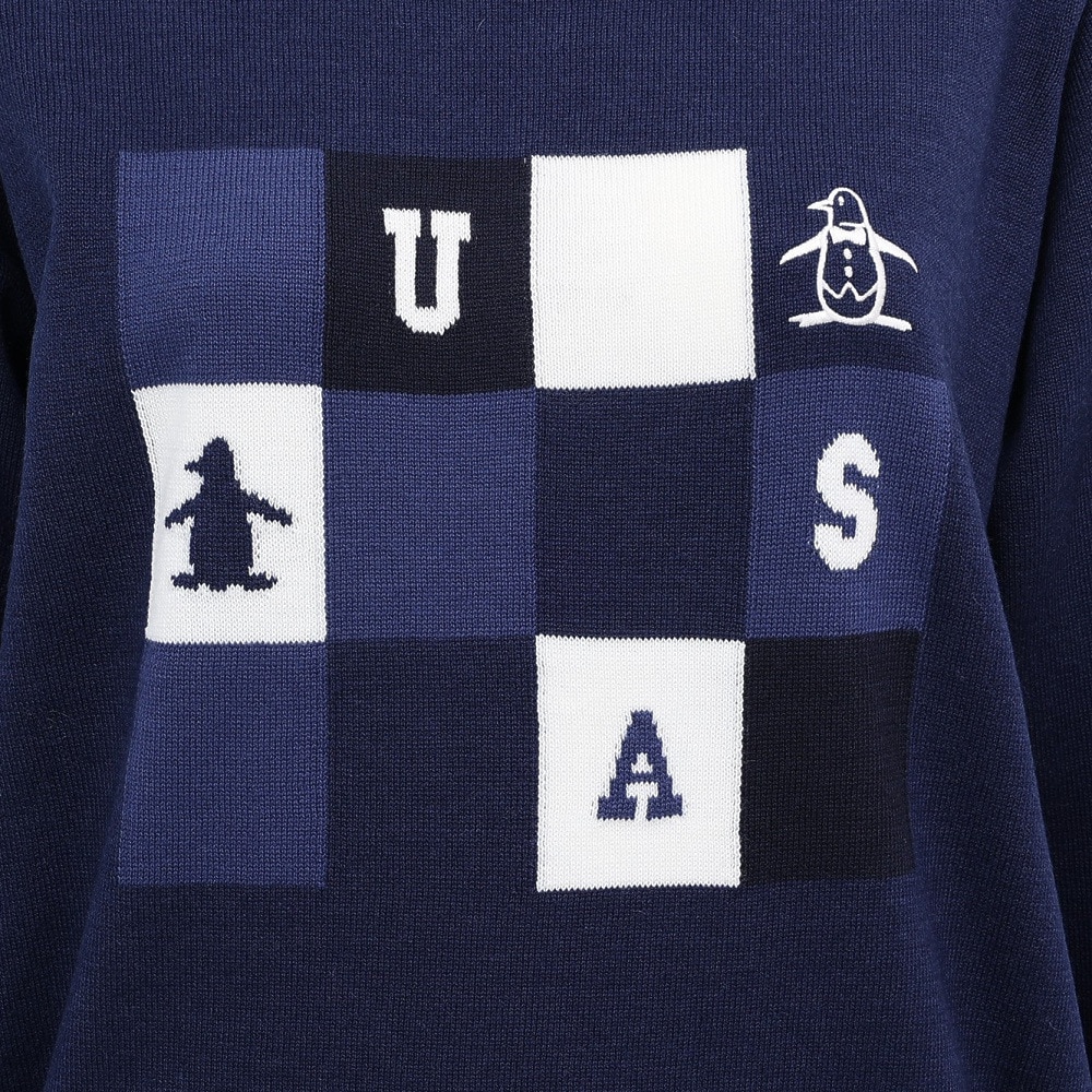 マンシング（MUNSING）（レディース）ゴルフウェア 長袖 ブロッキング ジャカードクルーネックセーター MG5FST81L NV00