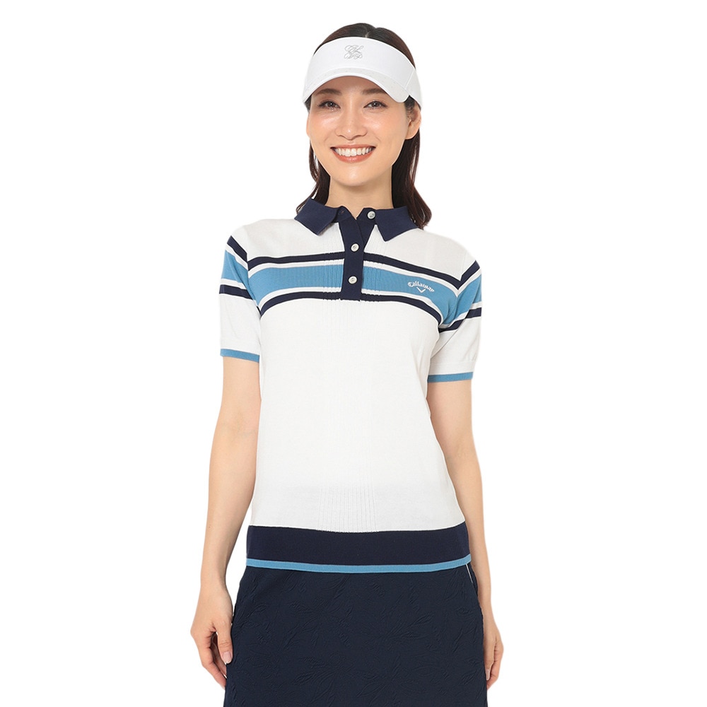 キャロウェイ（CALLAWAY）（レディース）ゴルフウェア ハイツイストコットン半袖ニットポロ C25234204-1030