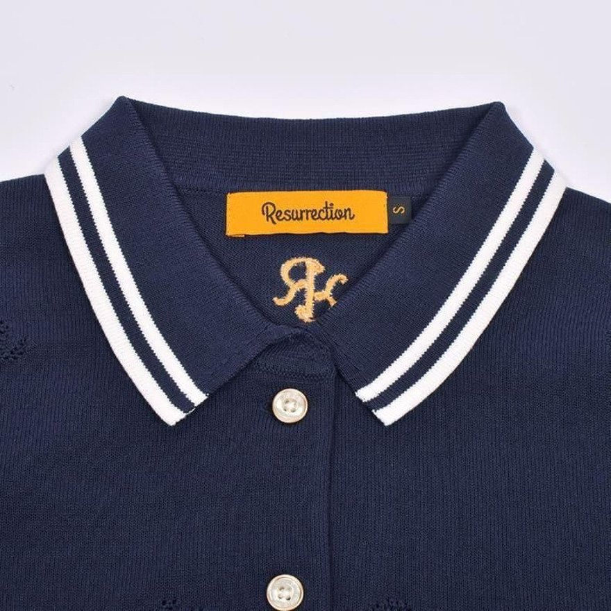 レザレクション（Resurrection）（レディース）ゴルフウェア メッシュロゴ ニットポロシャツ BF12KNPS04-W NVY