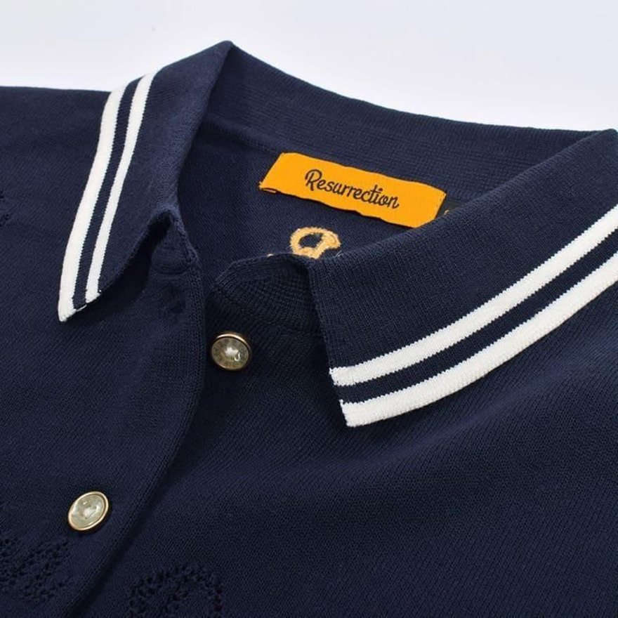 レザレクション（Resurrection）（レディース）ゴルフウェア メッシュロゴ ニットポロシャツ BF12KNPS04-W NVY