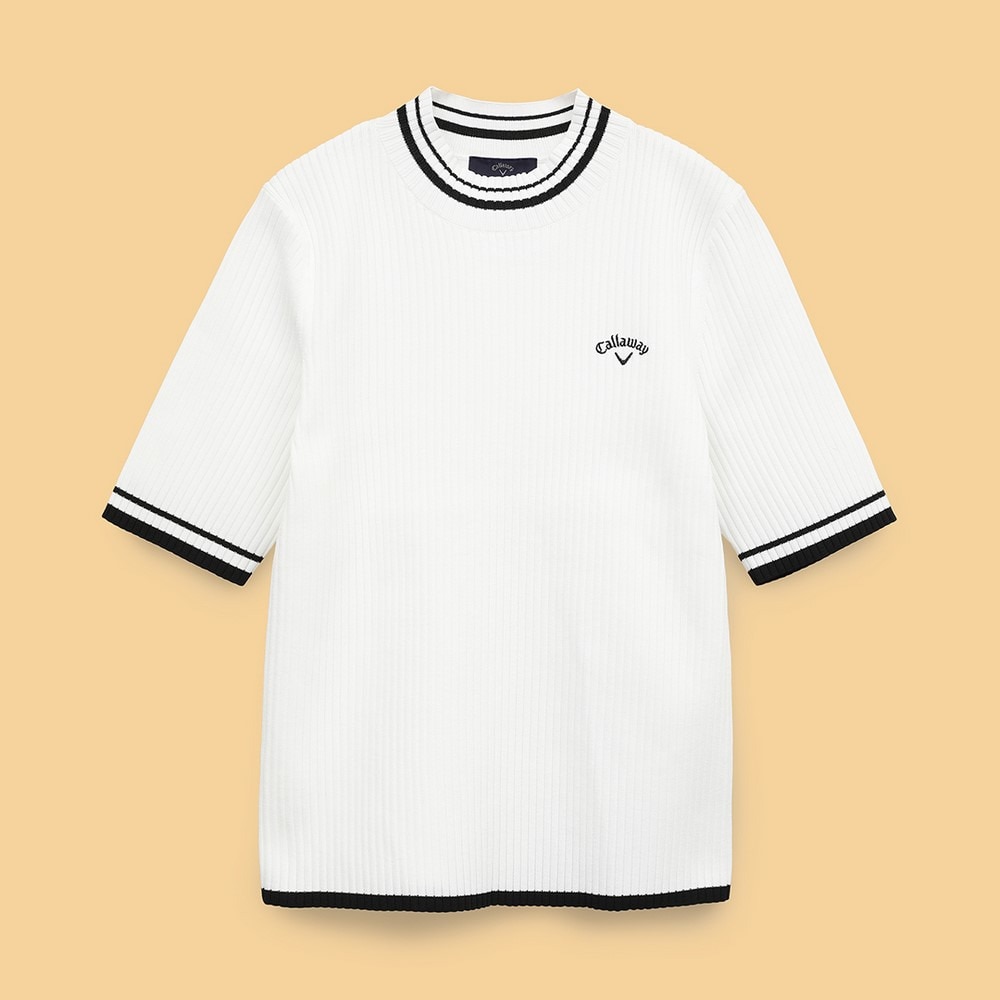 キャロウェイ（CALLAWAY）（レディース）ゴルフウェア 半袖モックネック リブニット C25119202-1030