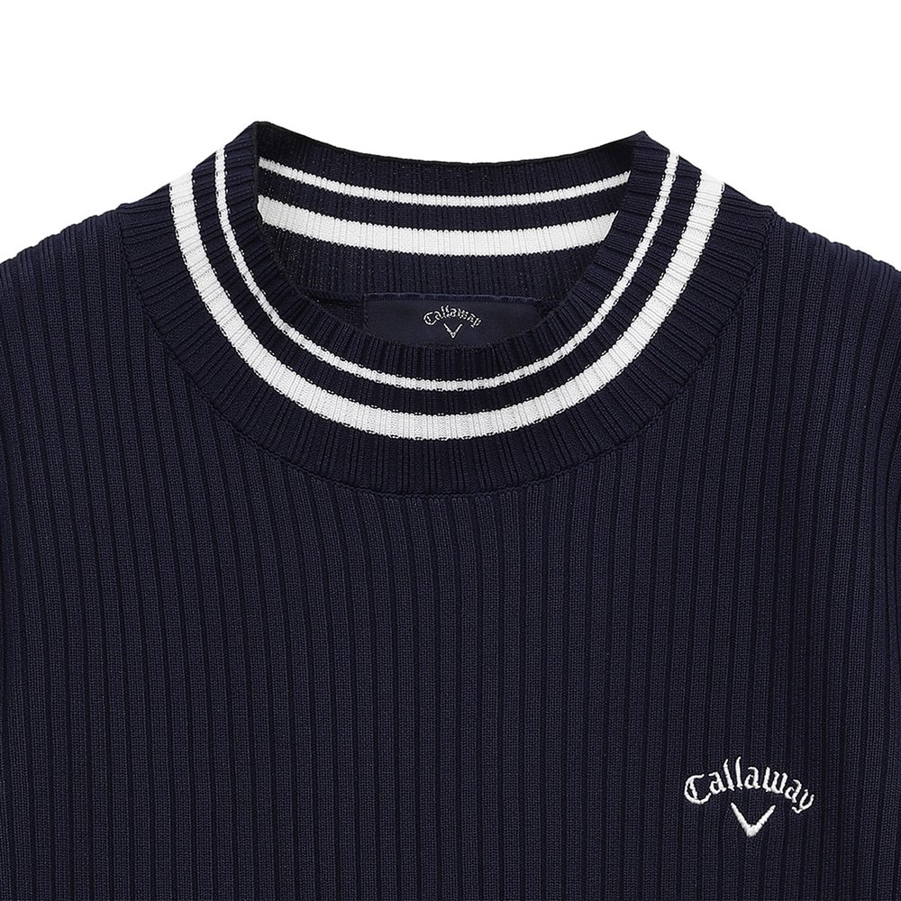 キャロウェイ（CALLAWAY）（レディース）ゴルフウェア 半袖モックネック リブニット C25119202-1120