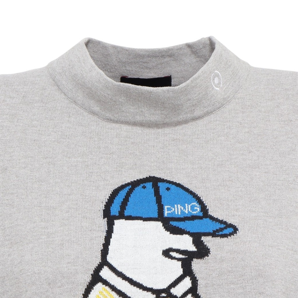 ピン（PING）（レディース）ゴルフウェア 吸水速乾 遮熱 Mr.PING ジャカード 半袖ハイネックニット 622-5175200-020