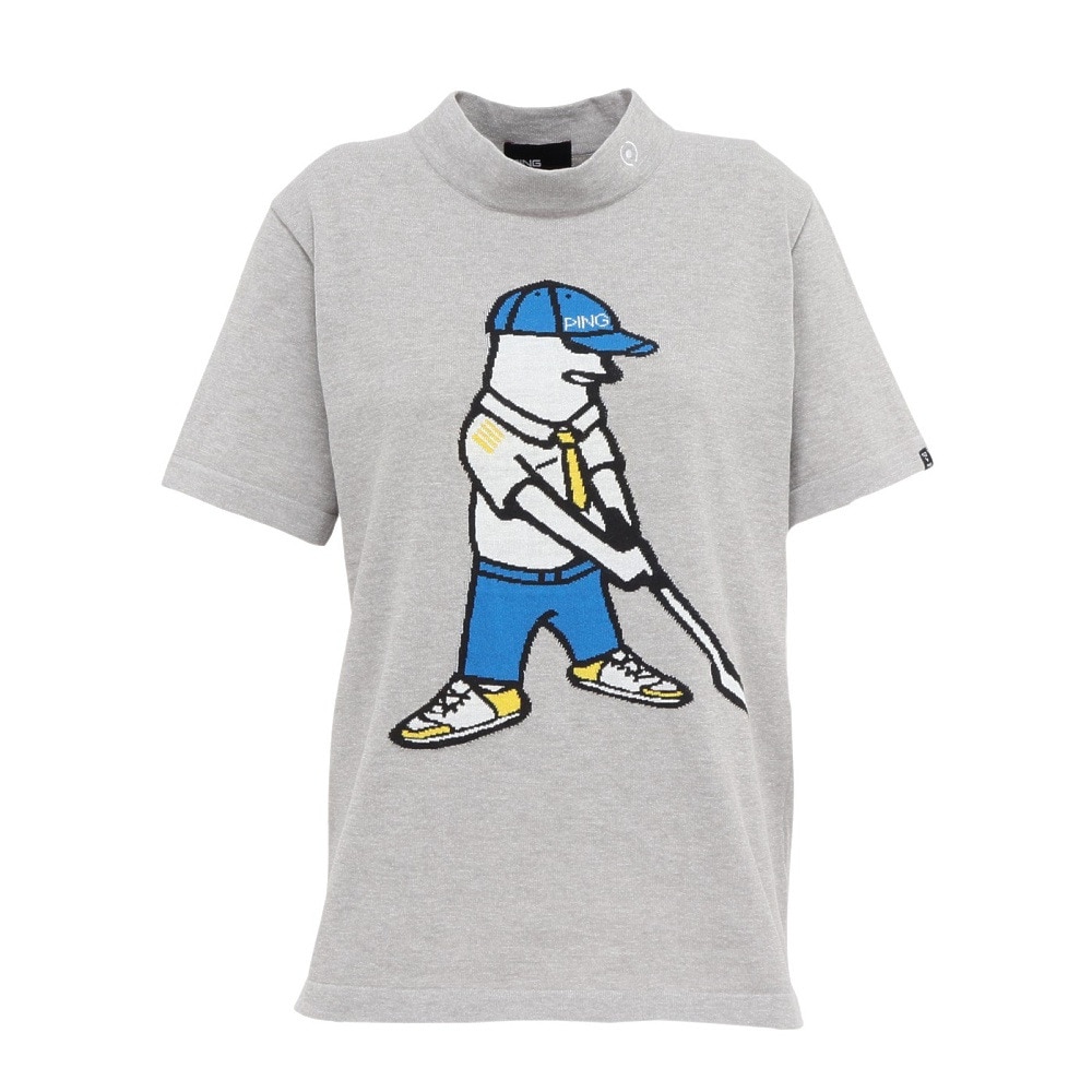 ピン（PING）（レディース）ゴルフウェア 吸水速乾 遮熱 Mr.PING ジャカード 半袖ハイネックニット 622-5175200-020