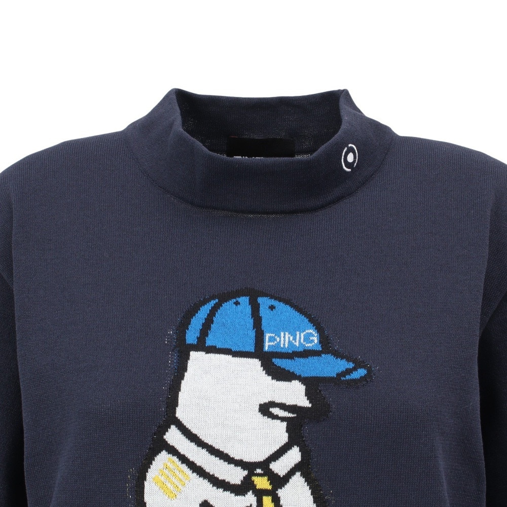 ピン（PING）（レディース）ゴルフウェア 吸水速乾 遮熱 Mr.PINGジャカード 半袖ハイネックニット 622-5175200-120