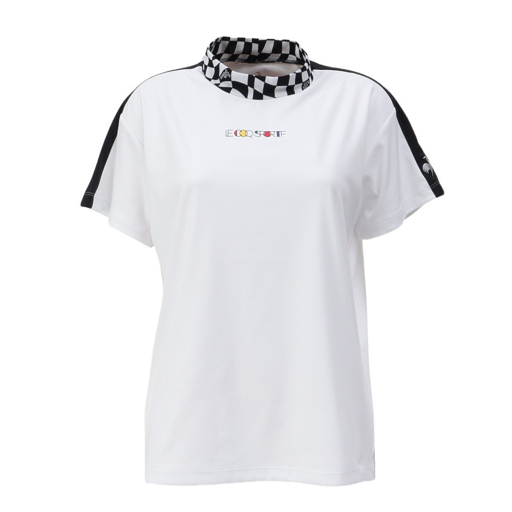 ルコックスポルティフ（lecoqsportif）（レディース）ゴルフウェア 吸汗速乾 ワイドフィット モックネック半袖シャツ LG5SHS51L WH00