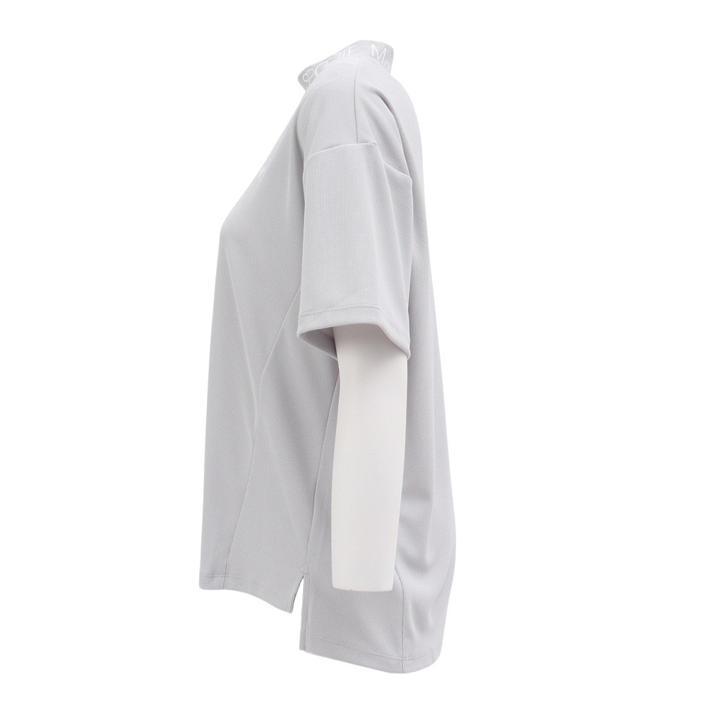ルコックスポルティフ（lecoqsportif）（レディース）ゴルフウェア ワイドシルエット モックネック半袖シャツ LG5SHS54L GY00