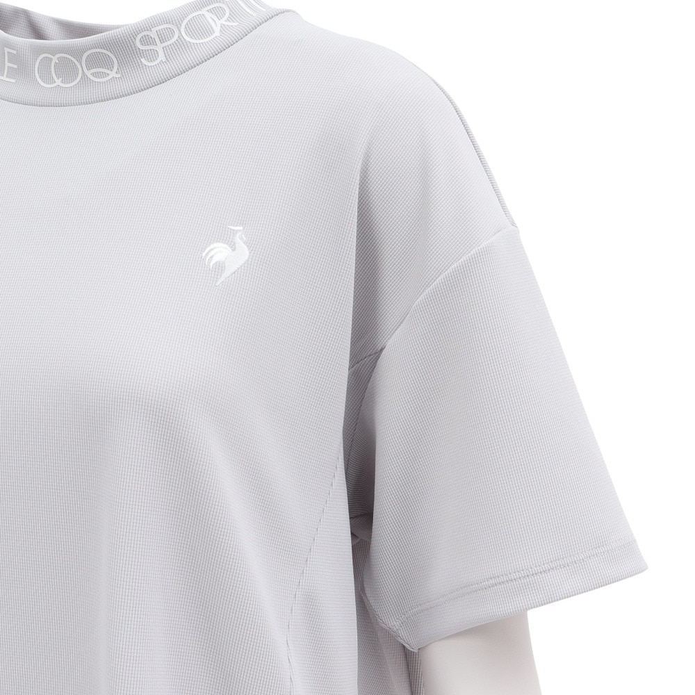 ルコックスポルティフ（lecoqsportif）（レディース）ゴルフウェア ワイドシルエット モックネック半袖シャツ LG5SHS54L GY00