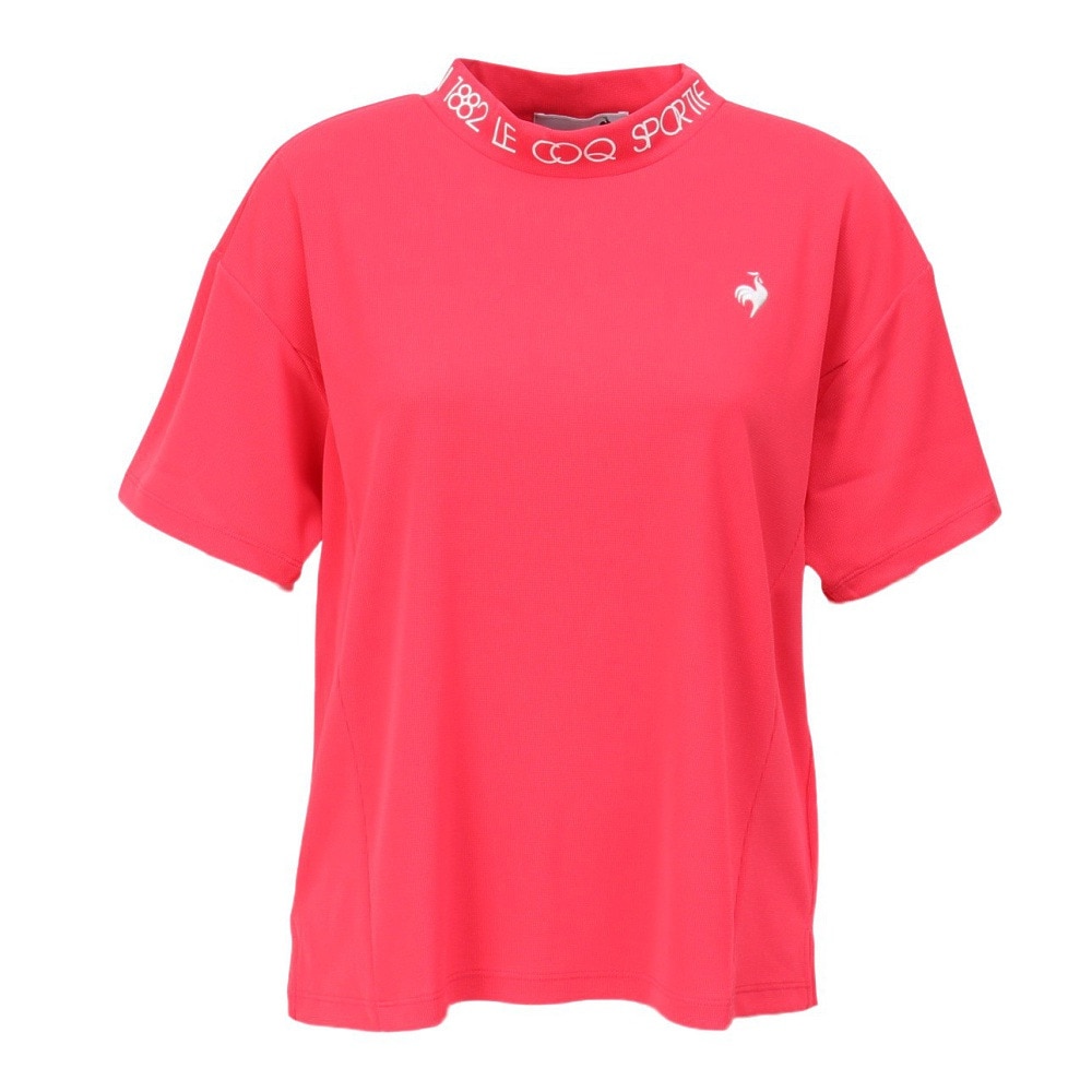 ルコックスポルティフ（lecoqsportif）（レディース）ゴルフウェア 吸汗速乾 ワイドシルエット モックネック半袖シャツ LG5SHS54L PK00