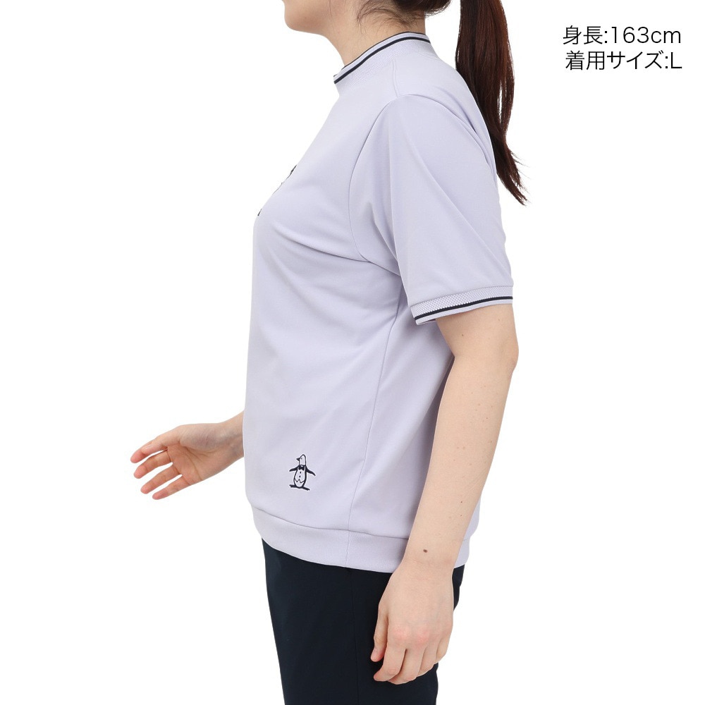 マンシングウエア（MUNSING WEAR）（レディース）ゴルフウェア 吸汗速乾 遮熱 サンスクリーン 裾リブ付き モックネック 半袖シャツ MG5SHS21L PP00