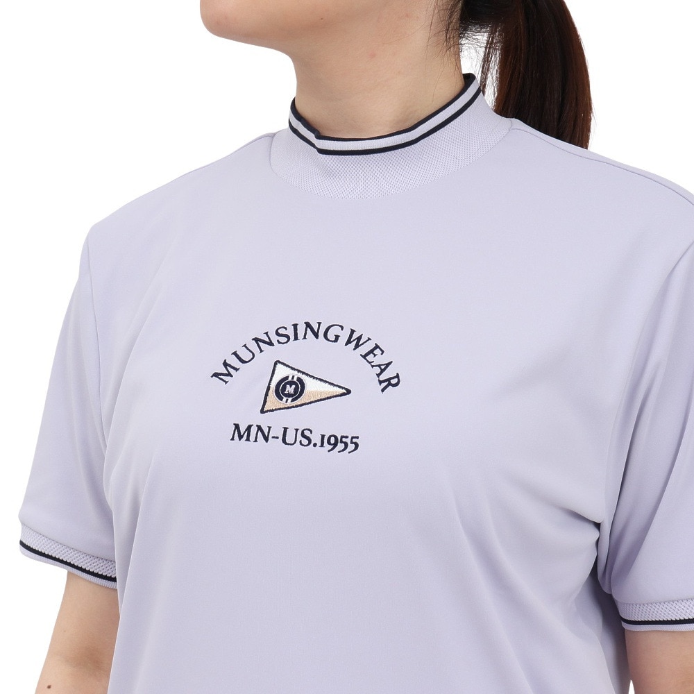 マンシングウエア（MUNSING WEAR）（レディース）ゴルフウェア 吸汗速乾 遮熱 サンスクリーン 裾リブ付き モックネック 半袖シャツ MG5SHS21L PP00