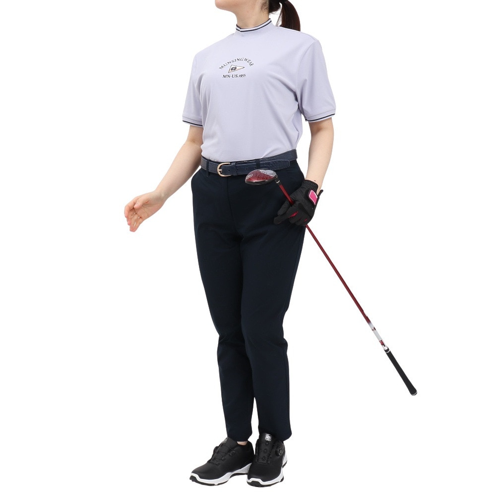マンシングウエア（MUNSING WEAR）（レディース）ゴルフウェア 吸汗速乾 遮熱 サンスクリーン 裾リブ付き モックネック 半袖シャツ MG5SHS21L PP00