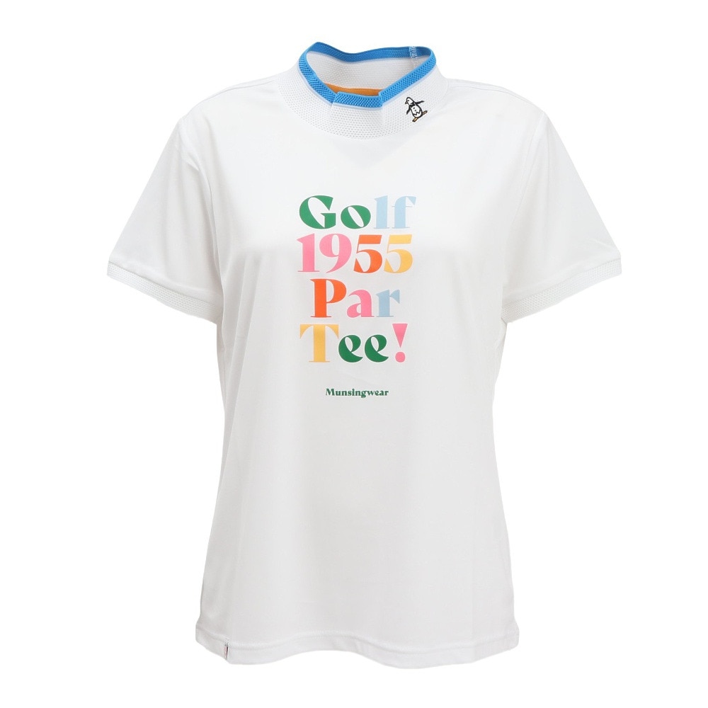 マンシングウエア（MUNSING WEAR）（レディース）ゴルフウェア 吸汗速乾 サンスクリーン モックネック半袖シャツ MG5SHS56L WH00