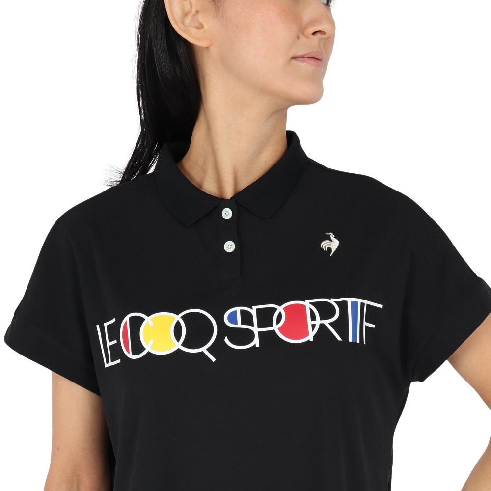 ルコックスポルティフ（lecoqsportif）（レディース）ゴルフウェア 吸汗速乾 ワイドシルエット 半袖シャツ LG5SHS04L BK00