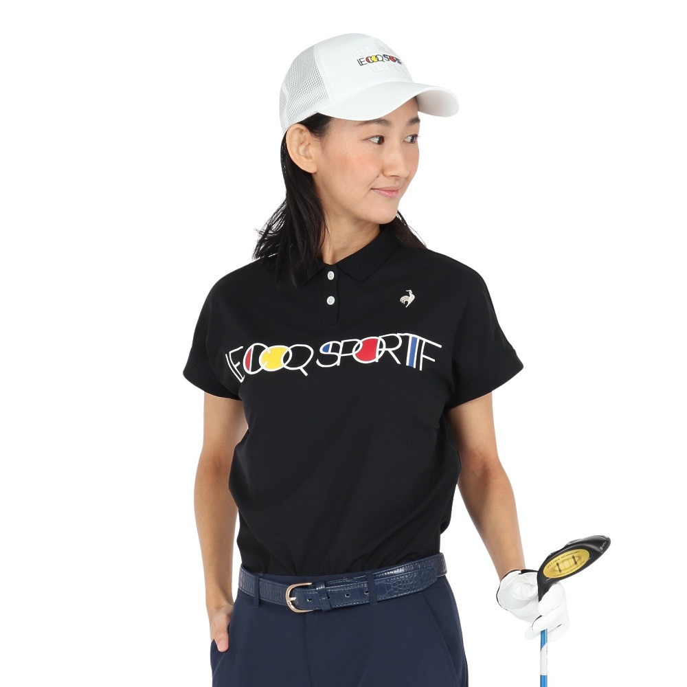 ルコックスポルティフ（lecoqsportif）（レディース）ゴルフウェア 吸汗速乾 ワイドシルエット 半袖シャツ LG5SHS04L BK00