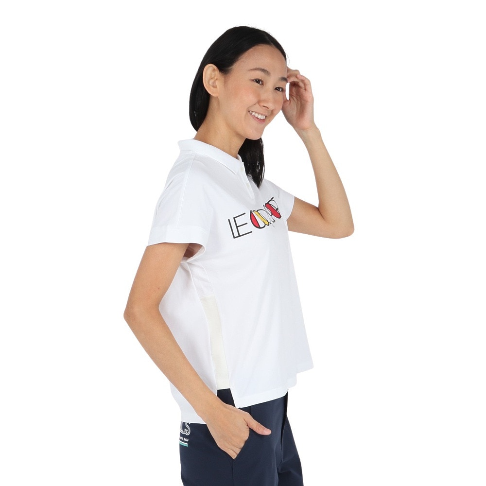 ルコックスポルティフ（lecoqsportif）（レディース）ゴルフウェア 吸汗速乾 ワイドシルエット 半袖シャツ LG5SHS04L WH00