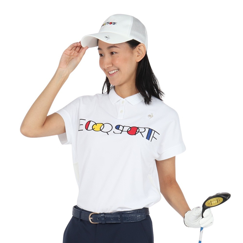 ルコックスポルティフ（lecoqsportif）（レディース）ゴルフウェア 吸汗速乾 ワイドシルエット 半袖シャツ LG5SHS04L WH00