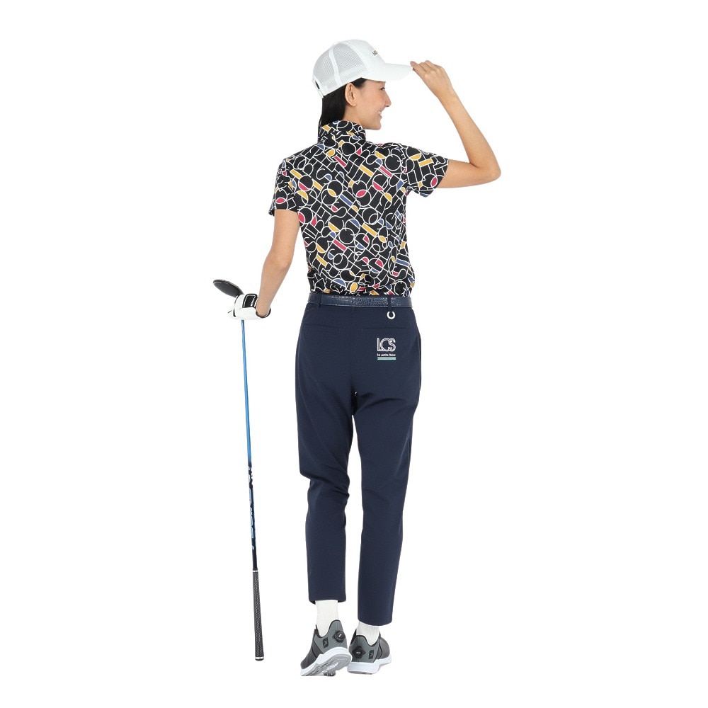ルコックスポルティフ（lecoqsportif）（レディース）ゴルフウェア 吸汗速乾 カラーブロック 総柄半袖シャツ LG5SHS07L BK00