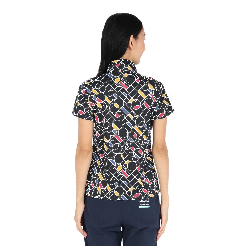 ルコックスポルティフ（lecoqsportif）（レディース）ゴルフウェア 吸汗速乾 カラーブロック 総柄半袖シャツ LG5SHS07L BK00